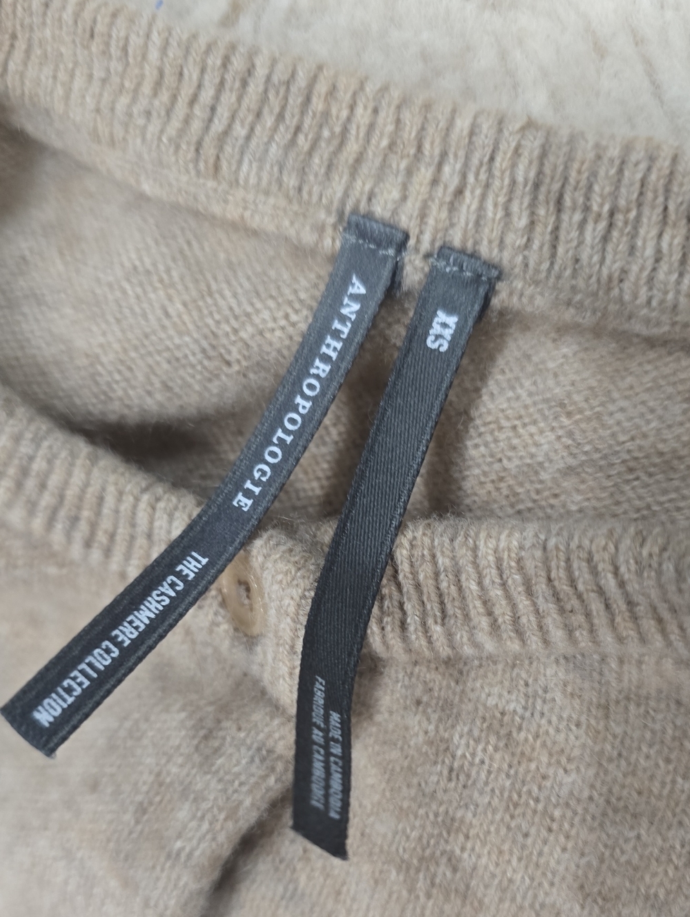Anthropologie Neutral Taupe Button-Front Cardigan - Picture 2 of 6